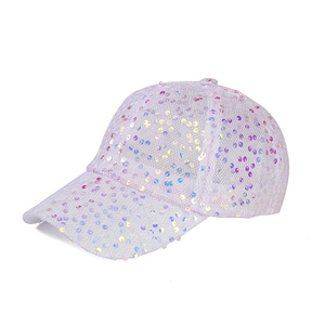 Breathable lavender sequin baseball cap for women with iridescent glitter reflective finish