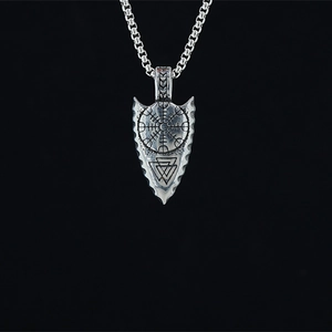 Viking Arrowhead Pendant Necklace Stainless Steel Norse Vegvisir Valknut Rune Jewelry For Men Women Vintage Punk Gothic