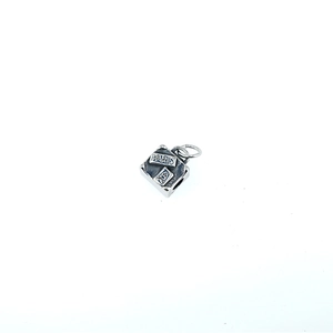 Minimalist stainless steel necklace featuring a vintage 3D Paris suitcase pendant