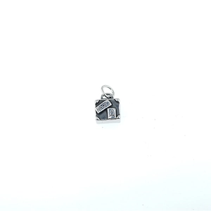 3D miniature suitcase pendant with Paris engraving in vintage silver stainless steel
