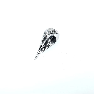 Pendentif tête de corbeau viking rétro en acier inoxydable avec gravures géométriques