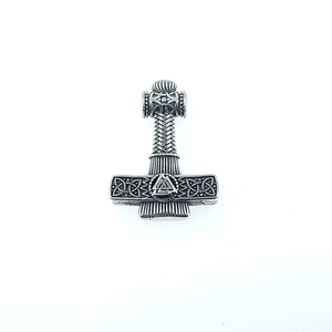 Collier marteau de Thor Mjölnir en acier inoxydable avec symboles Valknut et nœuds celtes