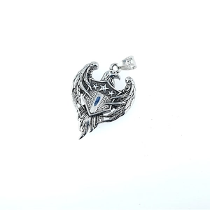 Vintage punk eagle shield pendant in silver-tone stainless steel for streetwear