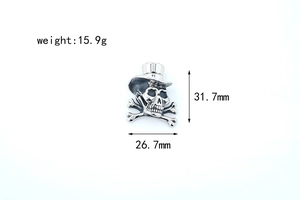 Détails du pendentif tête de mort gothique avec dimensions 31,7 mm et poids de 15,9 g