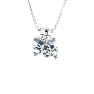 Collier Pendentif Crâne en Acier Inoxydable Vintage Punk Pour Hommes Crâne avec Chapeau Gothique Bijoux Rétro Cadeau