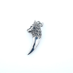 Pendentif tête de loup rétro avec longue chaîne en acier pour homme, style vintage biker