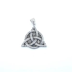 Pendente Triquetra vichingo vintage in acciaio argento con incisioni di rune mistiche
