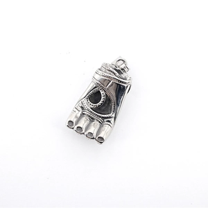 Vintage Spartan warrior fist pendant in retro silver titanium steel for men's necklace