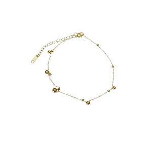 Bracelet de Cheville Minimaliste en Acier Inoxydable Bracelet de Perles pour Femmes Hommes Chaîne à Billes Métalliques Polies Réglable