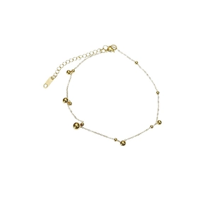 Bracelet minimaliste en acier titane doré avec perles et fermoir mousqueton ajustable