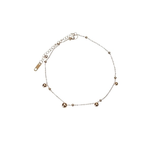Bracelet à perles en acier titane or rose poli avec fermoir mousqueton réglable