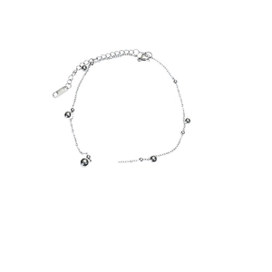 Bracelet à billes minimaliste en acier inoxydable poli argenté avec fermoir mousqueton
