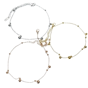 Bracelets à perles en acier titane en trois finitions argent, or et or rose