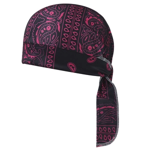 Schwarzes und rosa Paisley Do-rag mit elastischem Stoff und verstellbarem Band