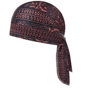 Elastisches schwarzes Bandana mit rotem Paisley-Muster und Bändern zum Radfahren