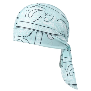 Hellblaue Durag mit Paisley-Muster für Damen und Herren aus glattem Stretchstoff