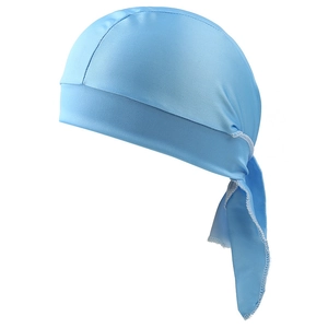 Hellblauer Durag aus seidigem Satin mit langen Bändern für Herren und Damen Mode