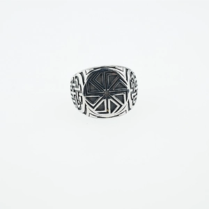 Bague Viking Slave Roue Solaire Kolovrat Homme Acier Titane Nœud Celtique Vintage Punk Chevalière Bijoux Biker Rétro