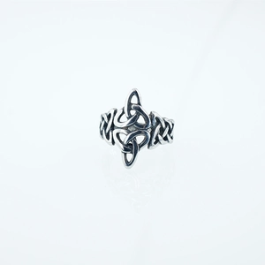 Vintage stainless steel Celtic knot ring for men and women featuring a wide braided pattern