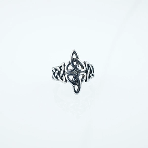 Vintage silver Celtic knot Viking ring in stainless steel with an antique finish