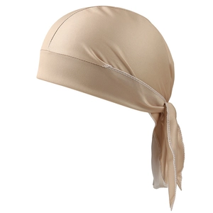 Champagnerfarbenes Satin-Durag-Kopftuch mit seidiger Textur und langen Bändern für Unisex