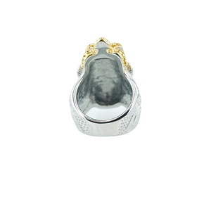 Gothic punk lion crown ring in two-tone silver and gold stainless steel for men