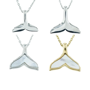 Titanium Staal Walvisstaart Halsketting Dames Kunstparelmoer Inleg Goud Zilver Minimalistisch Mariene Visstaart Hanger Sieraden Cadeau