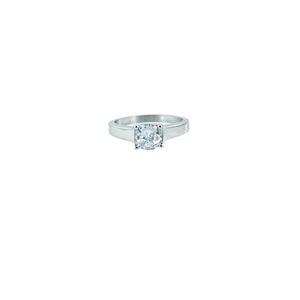 Bague moissanite minimaliste pour homme avec une pierre taille brillant en argent poli
