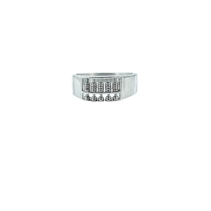 Vintage stainless steel abacus ring with movable beads and polished silver finish