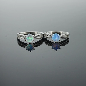 Vintage Titanstahl Ozean Blau Opal Ring Für Damen Unendlichkeit Herz Design Strass Nische Schmuck Fingerring