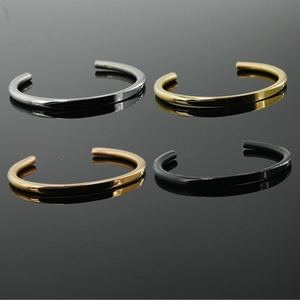 Minimalist Stainless Steel C Shaped Groove Opening Bangle For Men Women Unisex Polished Metal Cuff Bracelet Jewelry Gift