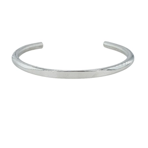 Polished silver stainless steel C-shape open cuff bracelet for men and women