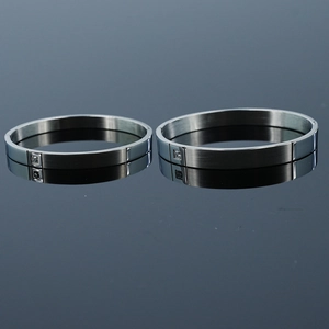 Bracelet Jonc Minimaliste en Acier Titane avec Zircone Finition Brossée Acier Inoxydable pour Hommes Femmes Bijoux Unisexe