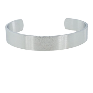 Bracciale rigido a C in acciaio inossidabile spazzolato con finitura argento opaco regolabile