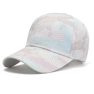 Women's baseball cap with modern pastel geometric camouflage print and curved brim