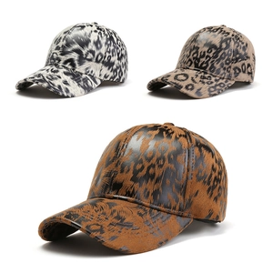 Fashionable Leopard Print Baseball Cap For Women Men Distressed Synthetic Leather Outdoor Sunshade Hat Vintage Sport Headwear