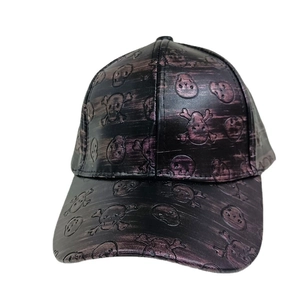 Hip hop PU leather baseball cap with vintage embossed skull pattern for men and women