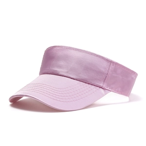 Pink athletic sun visor hat for women with reinforced stitching and satin texture fabric