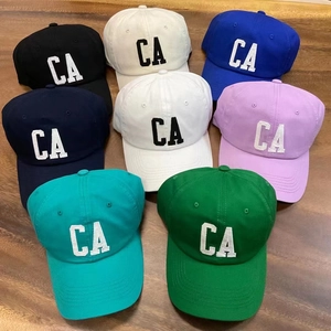 Detailed embroidery of CA letters on various colored mesh outdoor baseball caps