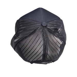 Classic black mesh trucker hat with a solid front panel for stylish sun protection