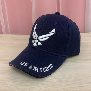 Dark blue US Air Force baseball cap with wing embroidery and a structured curved brim