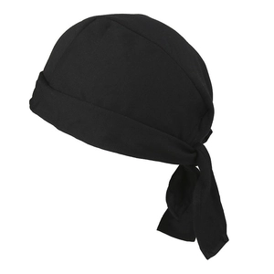 Solid black adjustable cycling pirate bandana cap with rear ties for outdoor sports and hip-hop