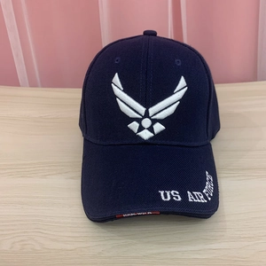 Dark blue cotton baseball cap with US Air Force embroidery and a vintage military style
