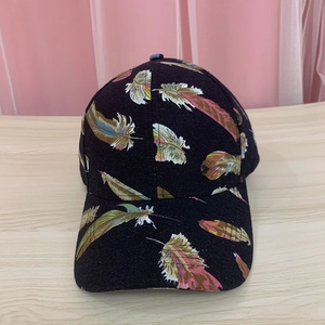 Unisex baseball cap with colorful feather prints and curved brim for outdoor sports