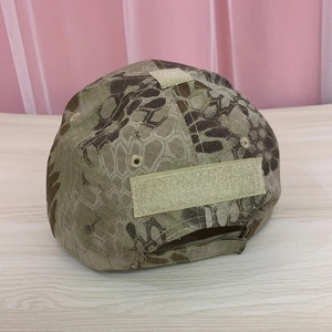 Detail of python camouflage tactical cap featuring velcro patches and embroidery vents