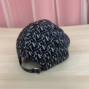 Fashion baseball cap featuring Eiffel Tower pattern and repeat letter prints with metal buckle