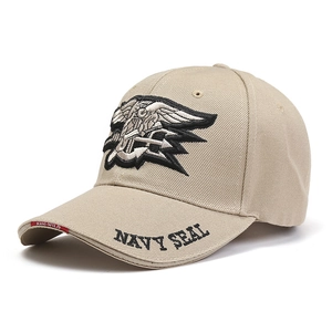 Tactical Navy Seal baseball cap in khaki cotton with eagle embroidery and sun protection