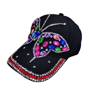 Luxury Rhinestone Butterfly Baseball Cap Bling Sparkling Denim Sun Hat Adjustable Cotton Outdoor Sport Snapback For Women