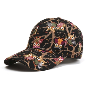 Owl Print Baseball Cap 100 Percent Polyester Adjustable Outdoor Sun Hat Streetwear Casual Unisex Trucker Hat For Men Women