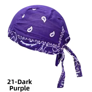 Deep purple paisley bandana cycling cap with adjustable straps for outdoor sports